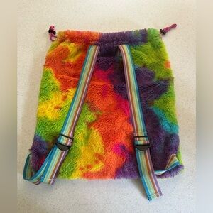 2Scoops Colorful Tie-Dye Faux Fur Backpack! 18” Long
